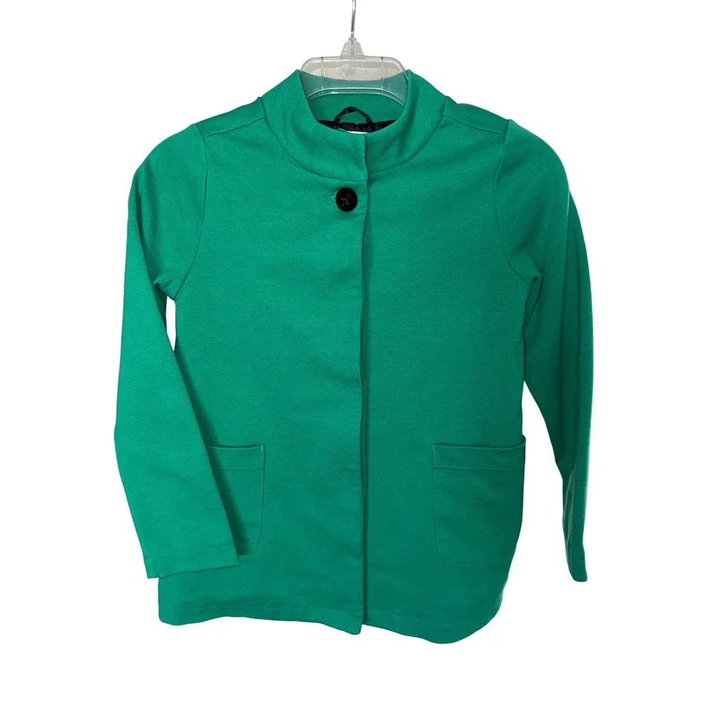 Gymboree Girl Fancy Dalmatian Green Ponte Coat Jacket Button Up Size‎ M 7-8